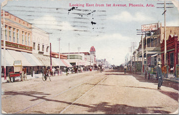 Phoenix Arizona AZ Looking East from 1st Avenue c1913 Postcard