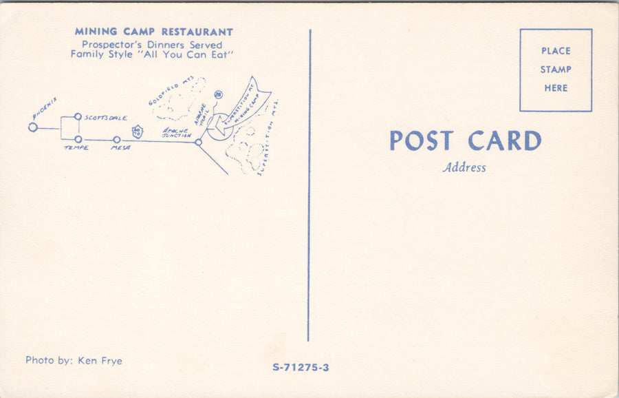 Mining Camp Restaurant near Apache Junction Arizona AZ Unused Postcard SP15