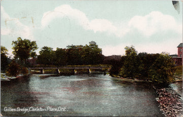 Carleton Place Ontario Gillies Bridge ON c1907 Smith's Falls Cancel Postcard