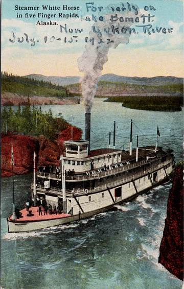 SS 'White Horse' Steamer Five Finger Rapids Alaska AK c1922 Postcard 