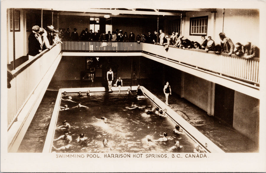 Harrison Hot Springs BC British Columbia Swimming Pool Unused RPPC Postcard 