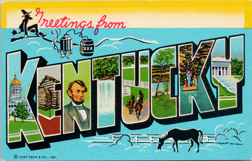 Large Letter Greetings from Kentucky KY Horse Country Girl Sue Postcard