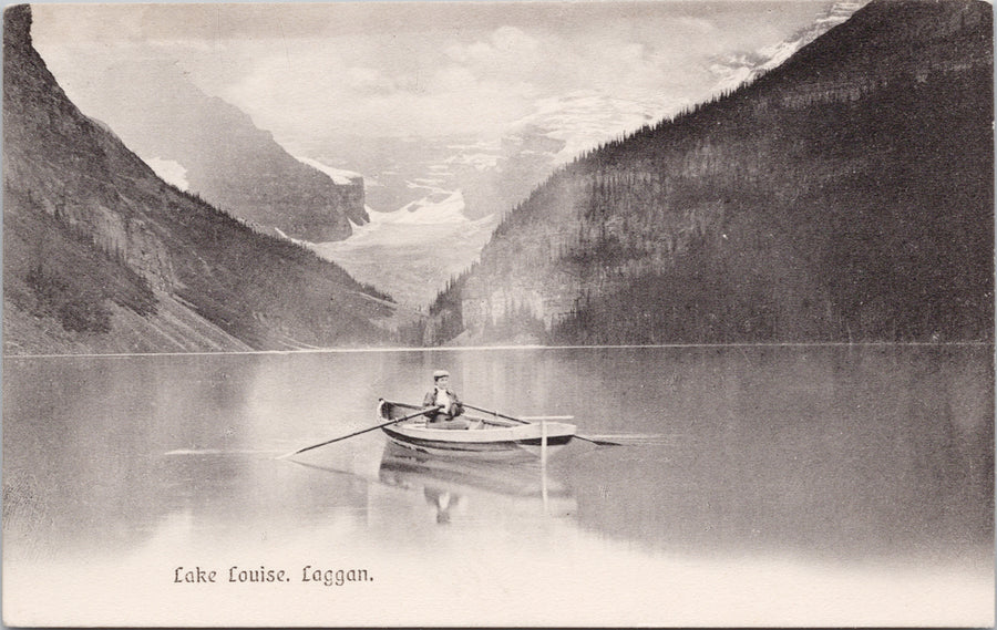 Lake Louise Laggan Alberta AB woman Rowboat Boat c1907 Chapman Postcard 