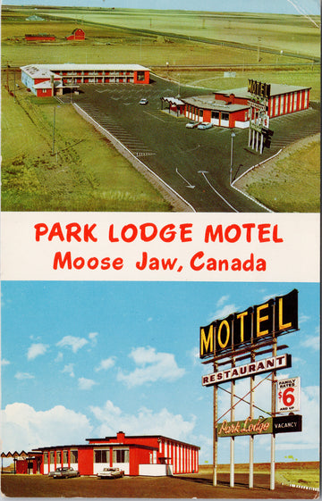 Moose Jaw SK Park Lodge Motor Hotel Multiview Saskatchewan Vintage Postcard