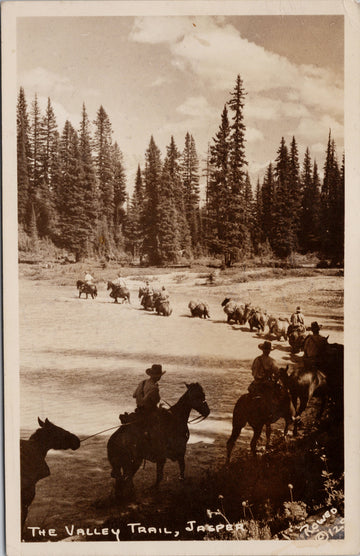The Valley Trail Jasper Alberta AB Horses River Harry Rowed RPPC Postcard 