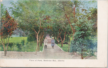 View of Park Medicine Hat Alberta AB Children c1907 Postcard SP15