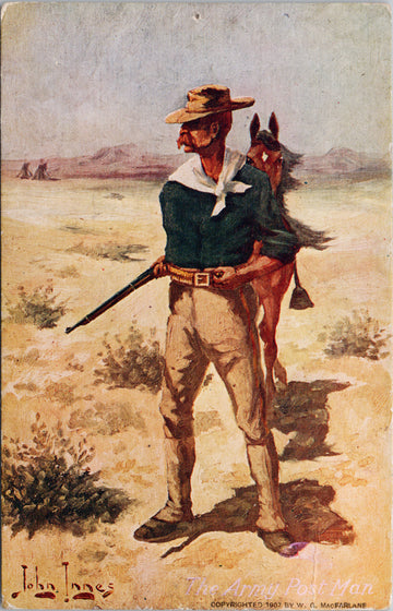 John Innes Artist CowboyHorse Rifle  Western Macfarlane Postcard 