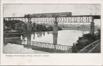 Galt Ontario CPRail Bridge Canadian Pacific Train CPR ON 1906 Litho Postcard