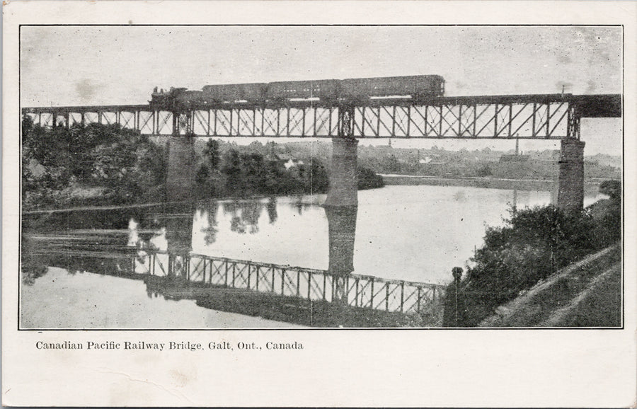 Galt Ontario CPRail Bridge Canadian Pacific Train CPR ON 1906 Litho Postcard