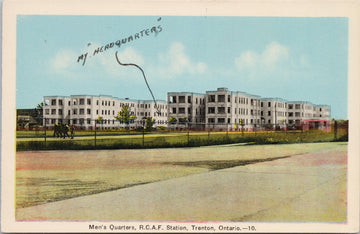 Trenton Ontario RCAF Station Men's Quarter ON 1940s Postcard 