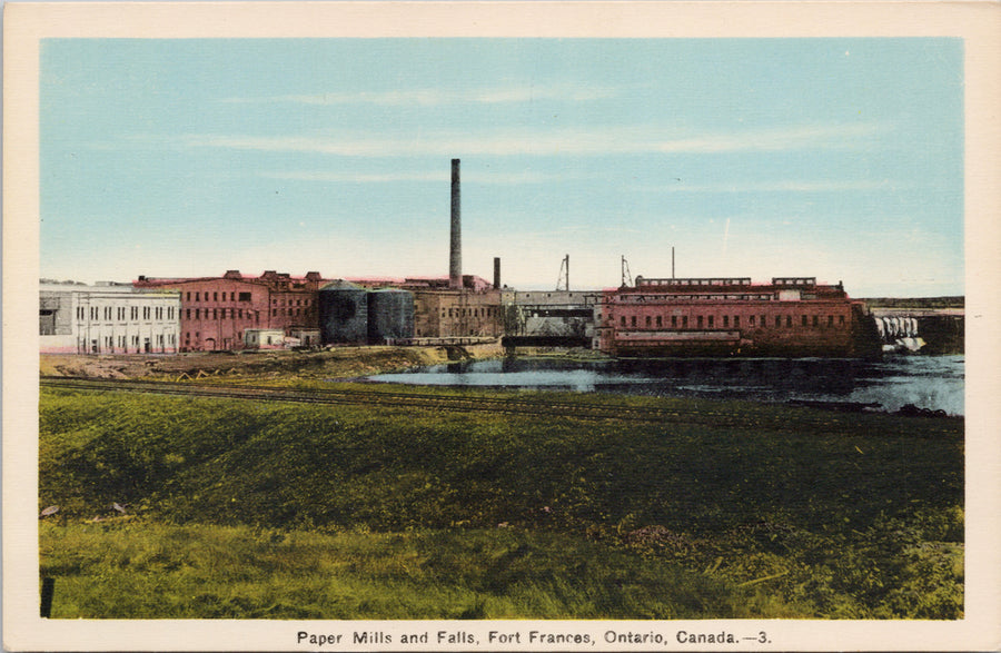 Fort Frances Ontario Paper Mills and Falls ON Unused PECO Postcard