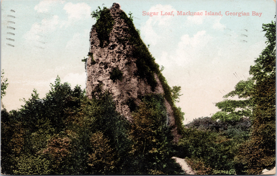 Sugar Loaf Mackinac Island Georgian Bay Ontario c1908 Spencerville ON Cancel Postcard