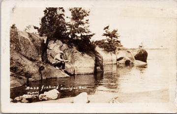 Bass Fishing Georgian Bay Ontario ON JW Bald RPPC Postcard