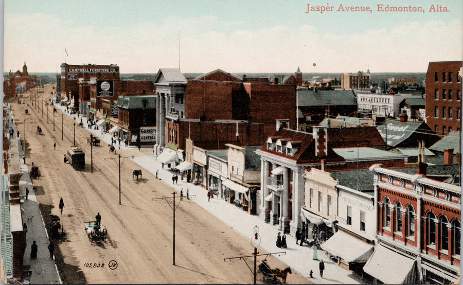 Jasper Avenue Alberta Postcard