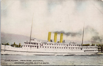 CPR Flyer SS 'Princess Victoria' Ship Vancouver Victoria Seattle Postcard