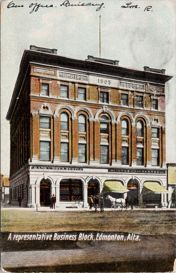 Edmonton Alberta Representative Business Block Empire Block Bank AB Postcard