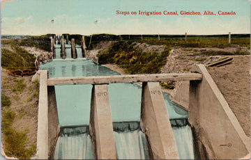 Gleichen Alberta Steps on Irrigation Canal AB c1914 Postcard