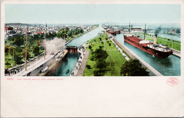 The Locks Sault Ste Marie Michigan MI Ships #9851 Detroit Publishing Co Postcard 