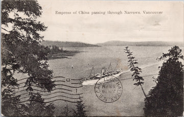 Vancouver BC 'Empress of China' Ship Postcard 