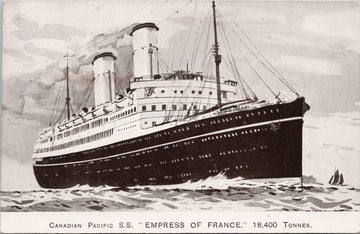 SS 'Empress of France' Ship Canadian Pacific Unused Postcard