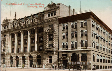 Winnipeg Manitoba Post office & Free Press Building Postcard 