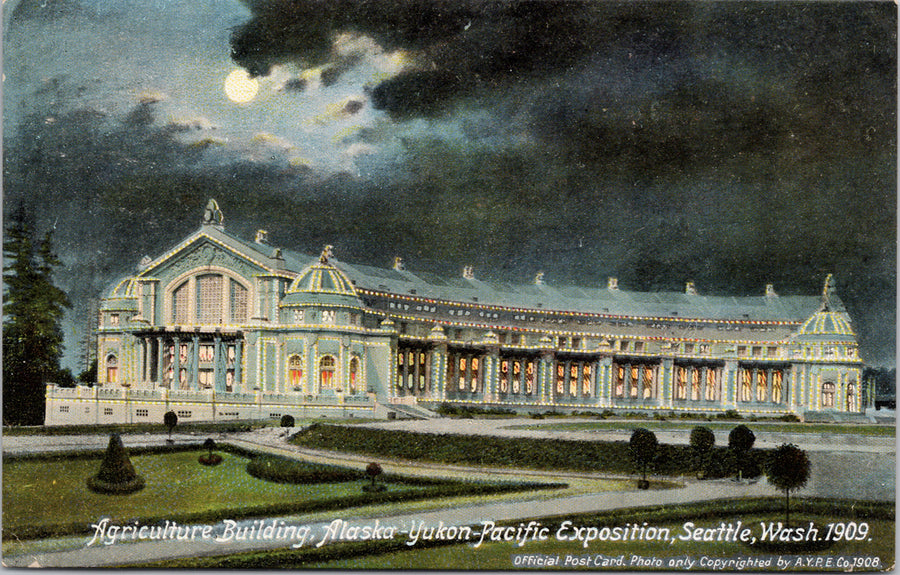 Seattle WA 1909 Agriculture Building Alaska Yukon Pacific Expo Postcard 