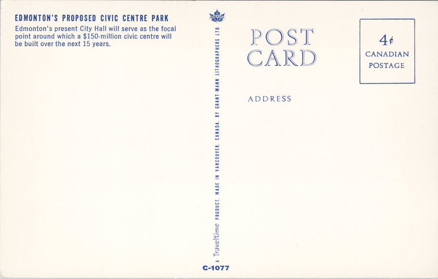 Edmonton Alberta Proposed Civic Centre Park Concept AB Postcard SP15