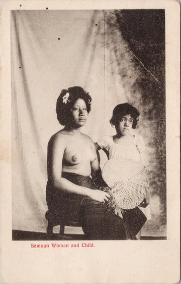 Samoan Woman and Child Samoa Topless Semi-Nude Woman Western Pacific Herald Series Fiji Postcard