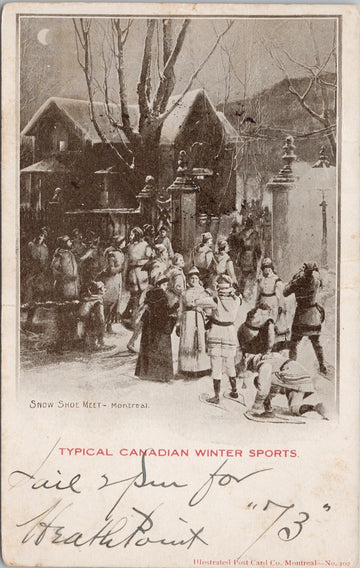 Snow Shoe Meet Montreal QC Typical Canadian Winter Sports Postcard 