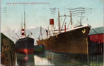 Vancouver BC Waterfront Ships Postcard
