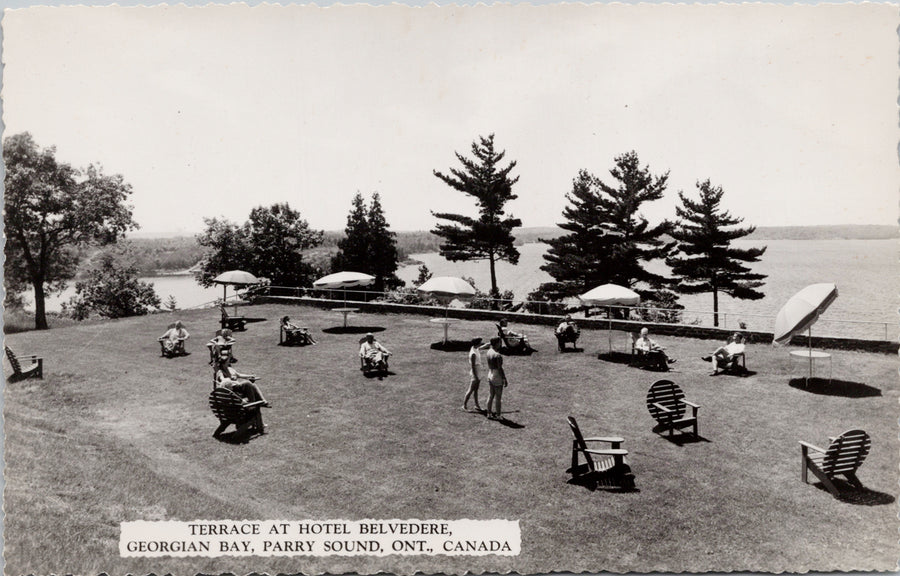 Parry Sound Hotel Belvedere Terrace Ontario ON Georgian Bay Postcard