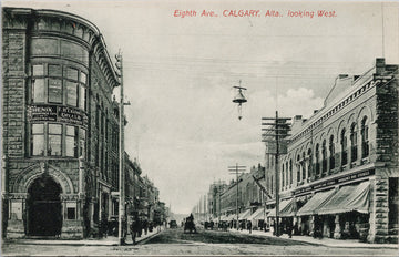 Calgary Alberta Eighth Avenue looking West AB Unused Osborne Bros Postcard