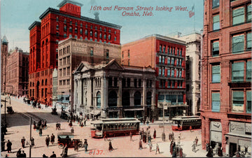 Omaha Nebraska 16th and Farnam Street Postcard