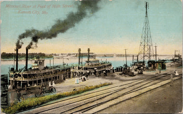 Kansas City MO Moline Steamer Ships Missouri River Postcard 