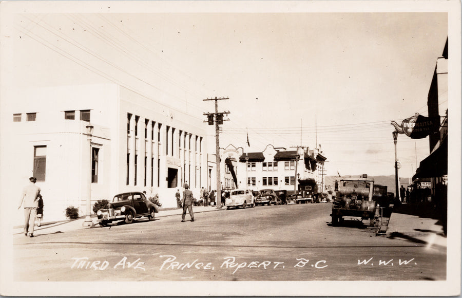 Prince Rupert BC Third Avenue British Columbia Wrathall Postcard