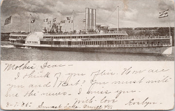 Hudson River Dayline 'New York' Steamer NY New York Postcard 