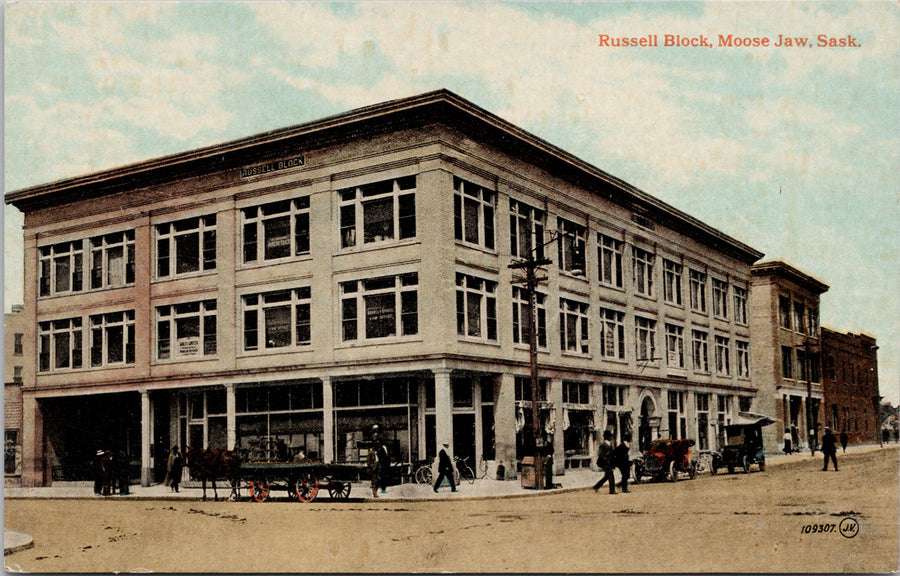 Moose Jaw SK Russell Block Saskatchewan Sask Unused Postcard