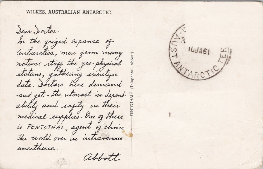 Wilkes Australia Antarctic Abbott 1960s Postcard SP16