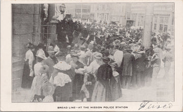 San Francisco CA Bread Line Mission Police Station Postcard