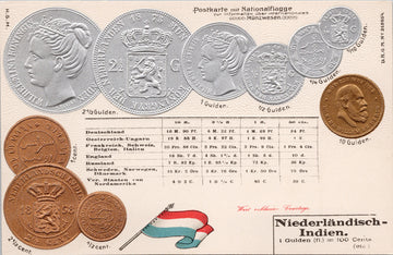 Coin Card Niederlandisch Indien Dutch East Indies Postcard