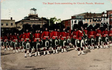 Montreal QC Royal Scots Assembling Church Parade Postcard 