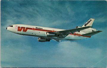 Western Airlines DC-10 Jet Airplane Aviation Vintage Postcard 