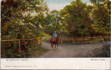Qu' Appelle Valley Regina SK Saskatchewan Person Horse c1907 Postcard 
