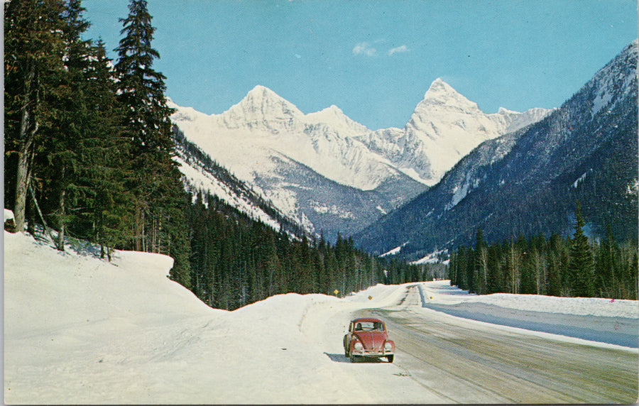 Mt Sir Donald near Glacier BC British Columbia Red Car Rogers Pass Postcard