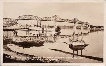 Yellowstone Trail Bridge btwn Pasco & Kennewick WA Paddle Steamer Postcard 