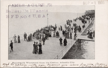 Atlantic City NJ Boardwalk Westward from Casino New Jersey Postcard