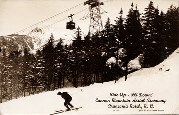Cannon Mountain Aerial Tramway Franconia Notch NH New Hampshire Trask RPPC Postcard 