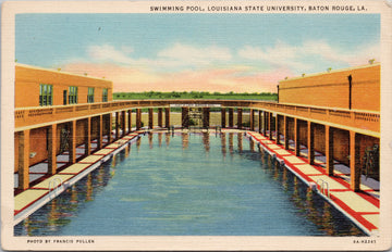 Baton Rouge LA Louisiana State University Swimming Pool c1942 Linen Postcard