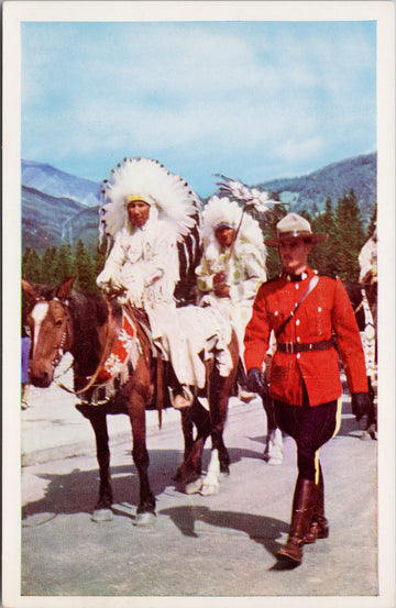 RCMP and Stony Indians Indigenous People Royal Canadian Mounted Police Unused Postcard