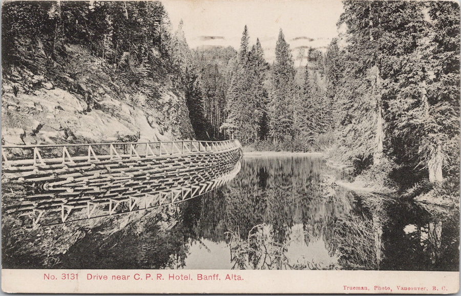 Banff Alberta Drive near CPR Hotel c1908 Trueman's Studio Postcard